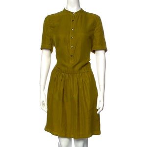 BURBERRY BRIT OLIVE GREEN SILK DRESS